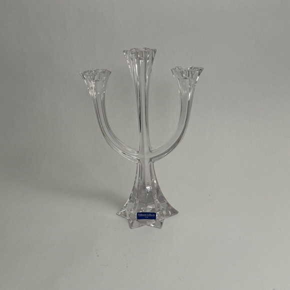 Villeroy & Boch Lucca 3-arm 24% Lead Crystal Glass Candelabra Austria 12” Tall - Picture 5 of 15